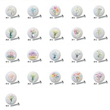 Baby's Breath Flowers by bp on 1.5" CERAMIC Dresser Drawer PULLS Cabinet KNOBS