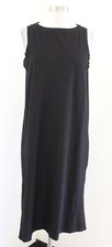 Eileen Fisher Casual Solid Black Sleeveless Viscose Blend Shift Dress Size S