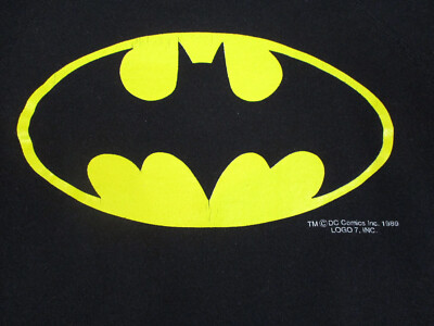 VINTAGE Batman Sweater Mens Medium Black Yellow DC Comics