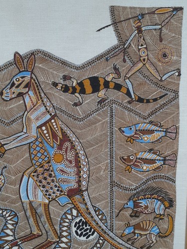 Churinga Traditional Australian Stitched Art, Framed 74×53cm - Picture 5 of 8