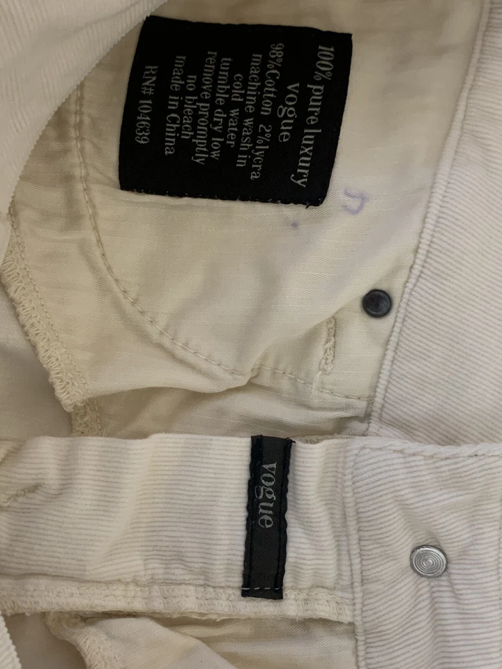 Pantalones de pana para mujer Vogue color puro marfil talla 26 Foto 4 de 4