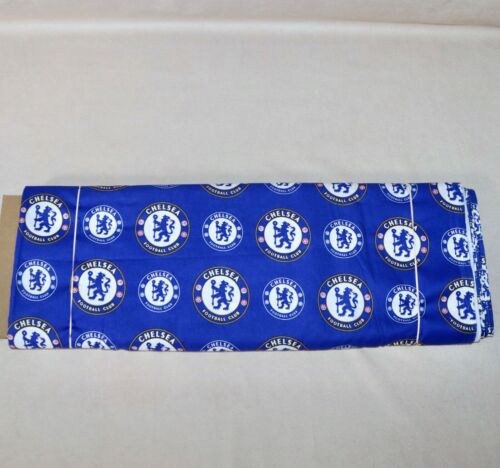 Chelsea Football Club Logo Pattern MLS Cotton Fabric 1/4 Yard 9” X 44” - Picture 7 of 24