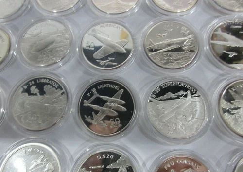 Legendary Aircraft of WWII 1991 Marshall Islands Silver Proof 1oz $10 Coins