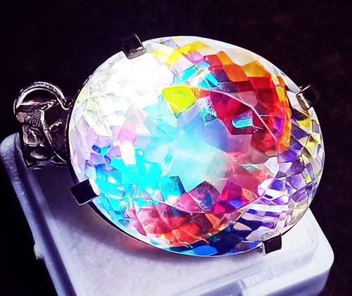 Mystic Quartz Multi-Color GS Solid Silver Pendant 85.00 Ct Certified Loose Gems - Picture 6 of 7