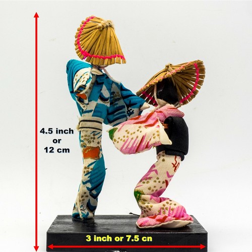 Gift Kokeshi Doll Japanese Couple Wooden Figurine Kimono Dance Man Woman Yukata - Picture 4 of 12