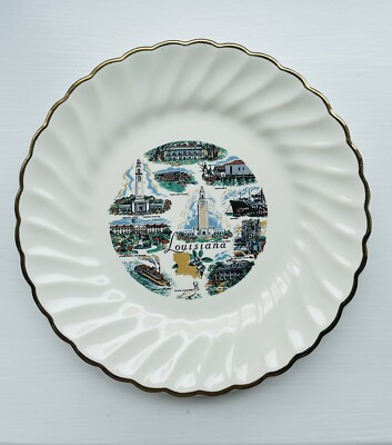 Vintage LOUISIANA State Souvenir Plate LSU Biloxi Baton Rouge New ...