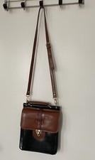 Moda Italiana Vintage Purse Leather Black & Brown Crossbody Bag