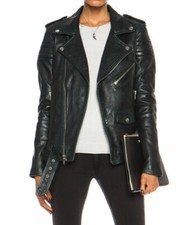 Women Leather Jacket Black Slim Fit Biker Motorcycle Lambskin Leather Jacket