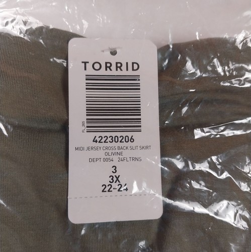 Torrid Dress Womens 3XLarge Olive Green Midi Jersey Cross Back Slit NWT - Picture 8 of 10