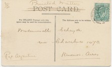 GB 1904 "WEST-NORWOOD.S.E" with rare printed matter postage rate to BUENOS AIRES