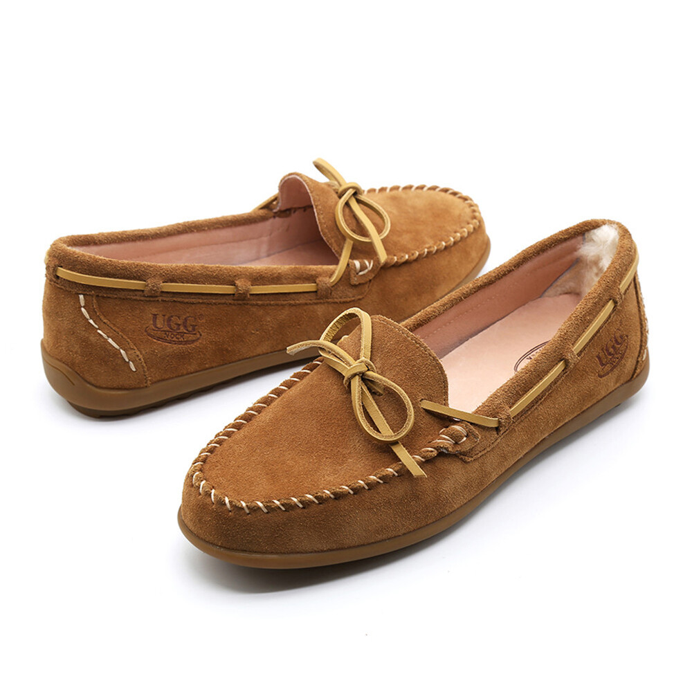 UGG Moccasins Women's Leather Oxford Slip On Loafers Flat Casual Shoes