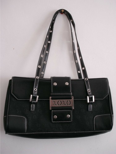 Black 2 strap shoulder bag metal fixings handbag OXOX