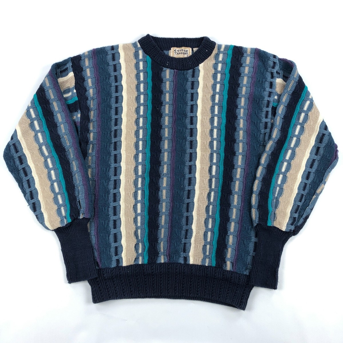 トップス 90s COTTON TRADERS 3D knit Cotton Traders Sweater Mens Medium Vintage 3D Knit 90s | eBay