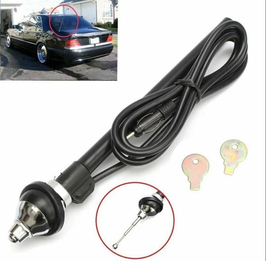 Antena de coche AM/FM universal de 31" con mástil de acero extendido oculto con 2 teclas Foto 2 de 4