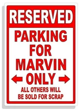 Personalized Parking Sign Wall Decal Metal Sign No Parking Customized for MARVIN