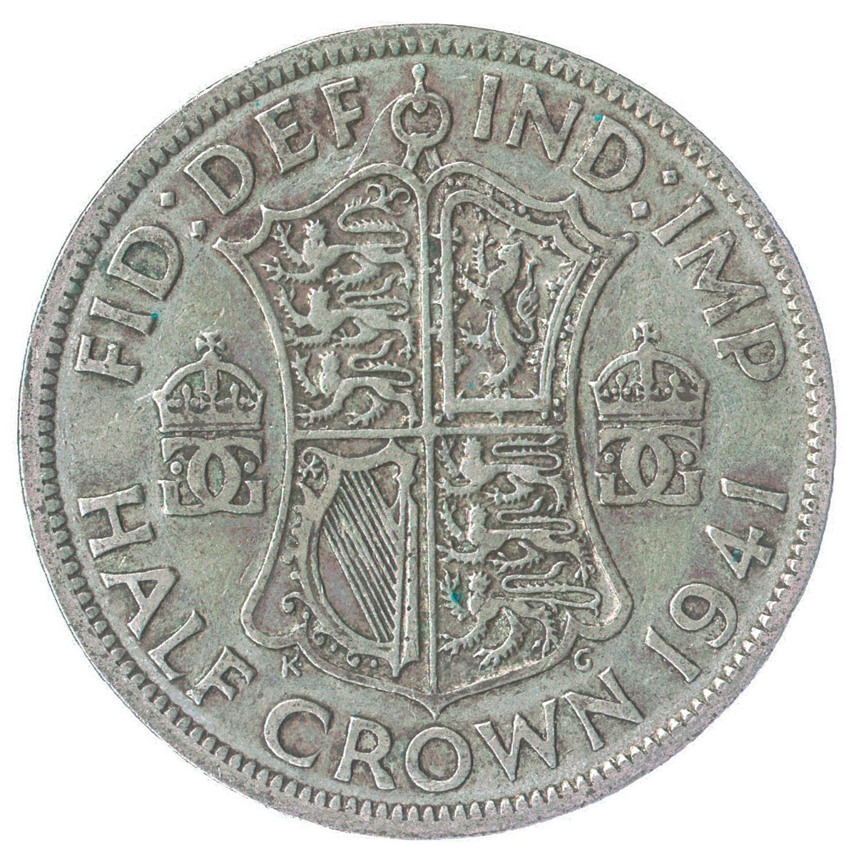 BRITISH 1/2 CROWN SILVER COIN - KING GEORGE VI 1937-1946 KM