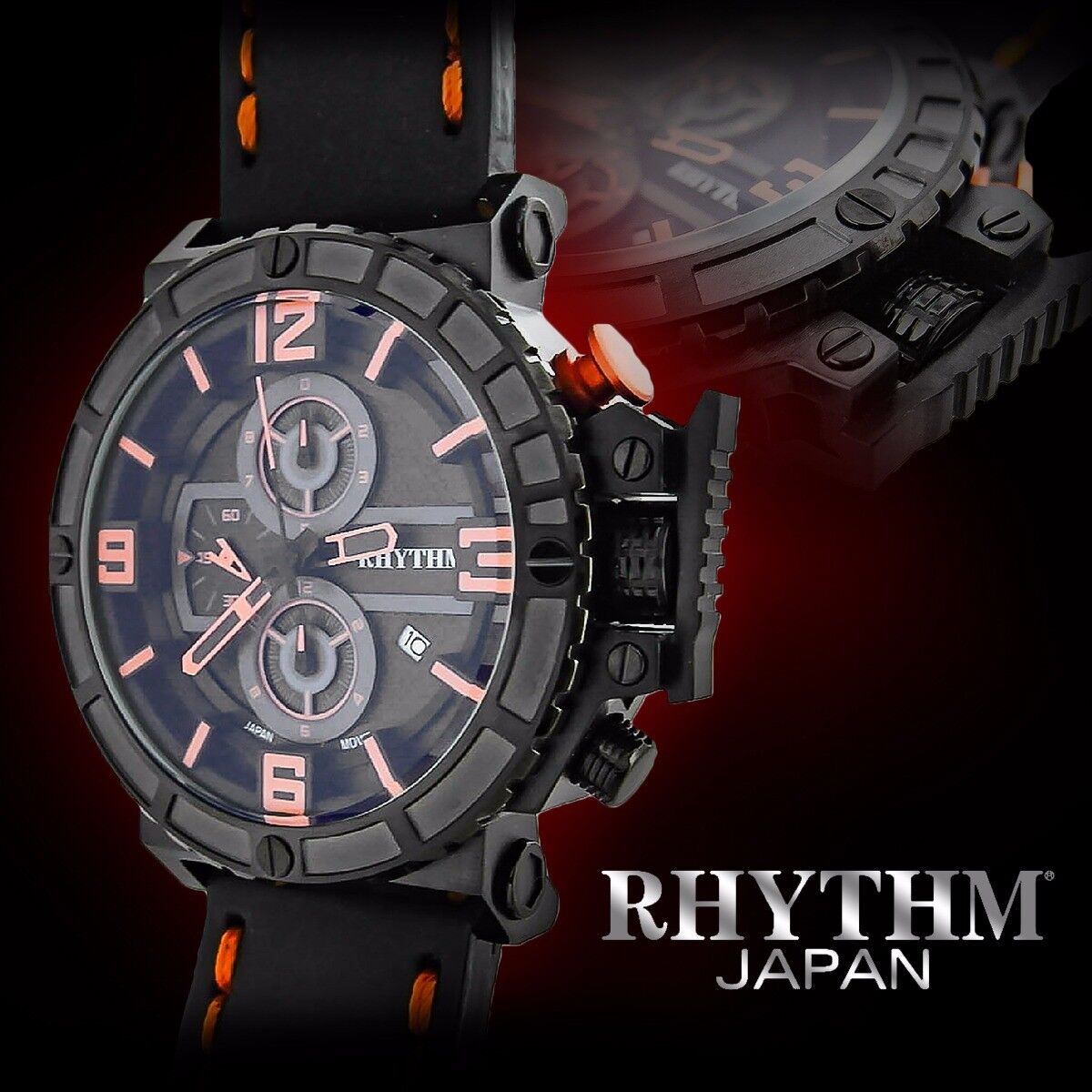 Rhythm I1401I06 Men's Chronograph Watch 45.5x53.5mm Stainless Steel Case 10 ATM