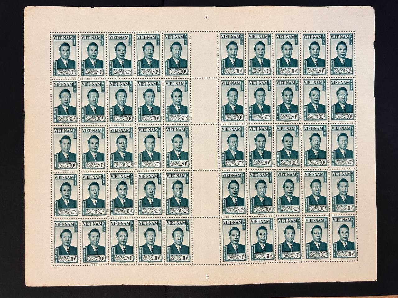 Vietnam 1951 sheet of 50 stamps Mi#73+gutter RRR MNH CV=10000$