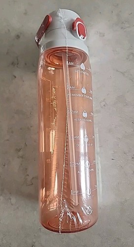 32 oz Water Bottle Straw Orange Clear Leakproof Gym Yoga Sport Goals BPA Free - 第 1/12 張圖片