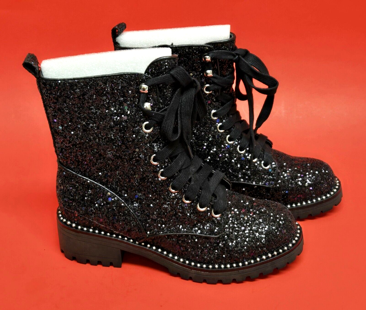Portland Boot Company Private Black Multiglitter Boots Brand New