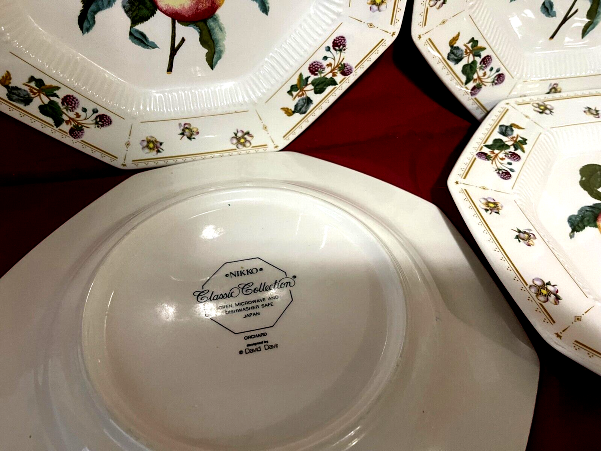 値下げ　超レア当時物vintage NIKKO JAPAN食器セット　昭和レトロ Nikko Orchard Fruit Classic Collection Set Of 4 Octagon Dinner