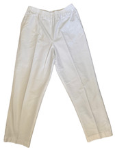 Classic Elements women  s 90  s pull on cream khaki cotton pants stretchy waist hi