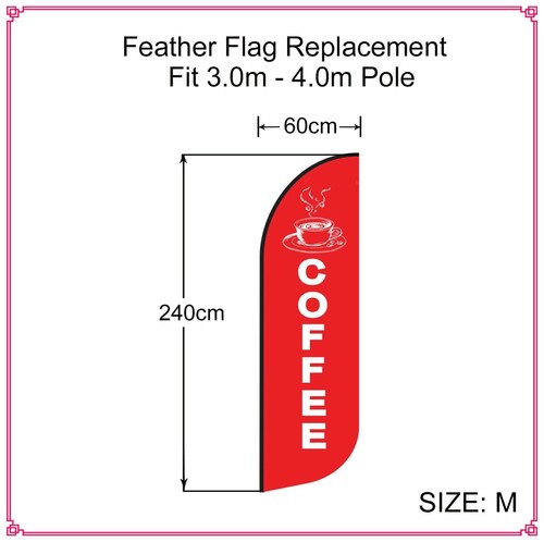 Advertising Flag COFFEE 3m Feather Flag Swooper Promotional Banner Ground Spike - Picture 5 of 7
