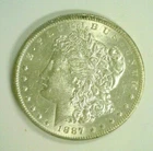 1887-S MORGAN SILVER DOLLAR BU WHITE REDUCED 7/1/25 (973)