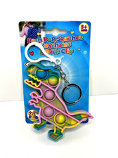 Push Pop Squishers, Pop it style keychain, Tie dye Dinosaur, fidget sensory toy