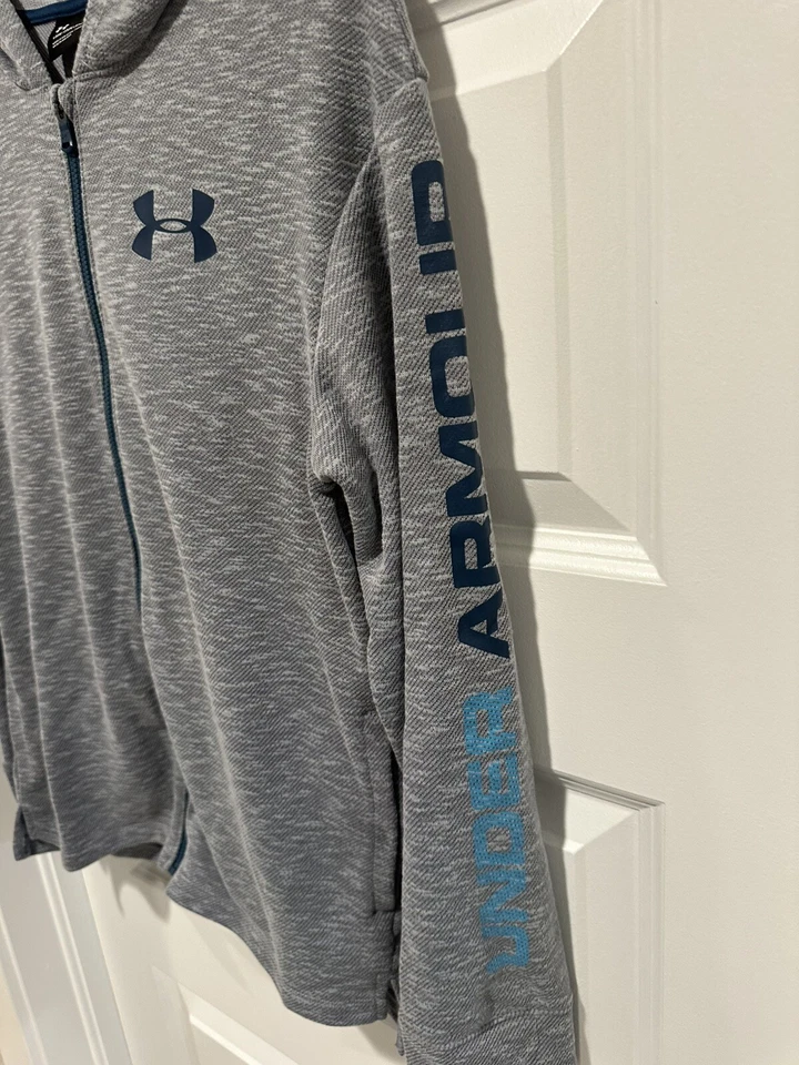 New Under Armour Boys Full Zip Up Hoodie Gray Blue Size Large NWT - Image 4 of 4