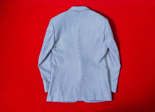 BELVEST Men 55% Silk 45% Wool Light Blue Herringbone Jacket Size 50 / L Coat - Picture 16 of 16