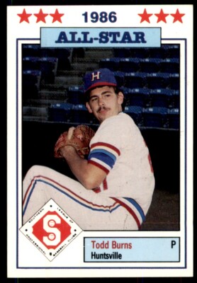 1986 Jennings Southern League All-Stars Minor League Todd Burns (B) Huntsville