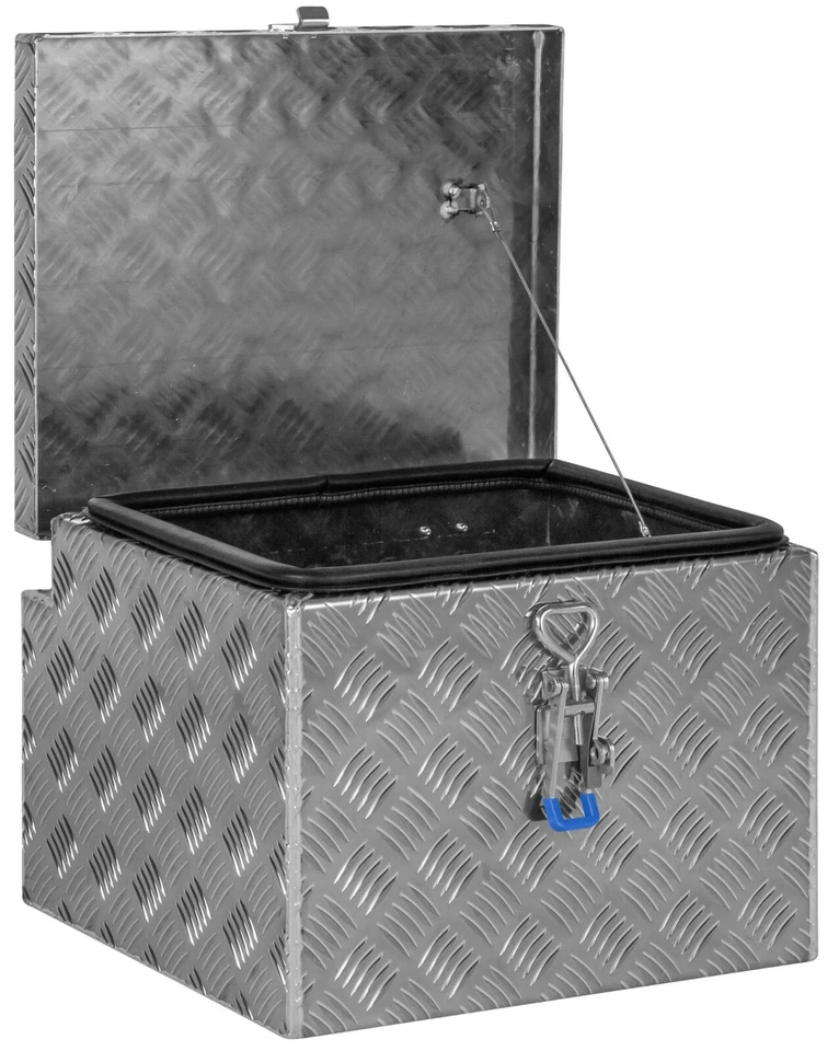 Deichselbox Staubox Gurtkiste Anhängerbox Alu Riffelblech 415x300x300 mm -590400 - Bild 2 von 4