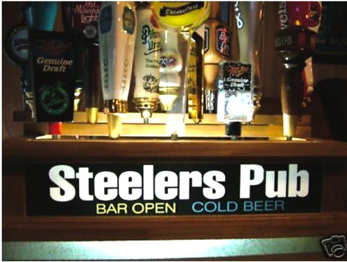 REMOTE CONTROL LED LIGHTED 18 STEELERS BEER TAP HANDLE DISPLAY / BAR SIGN - Picture 2 of 2