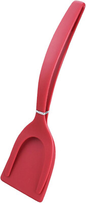 2 in 1 Grip & Flip Spatula Tongs, French Toast, Omelets, Egg Flipper Spatula RED