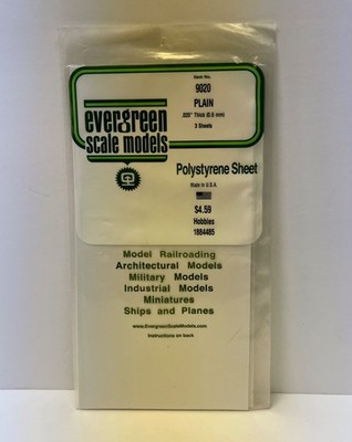 Evergreen scale model s Polystyrene Sheets Pack of 3