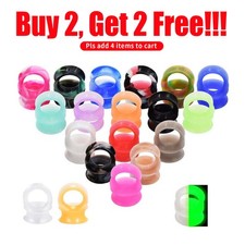 PAIR-ULTRA THIN SILICONE PLUGS TUNNELS Ear Gauges Soft Ear plugs Ear Plugs 2g-1"