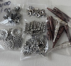 Lot of Pretty Assorted Bead Caps, Silver, Copper, Bronze, Fiagree, 6mm, 8mm