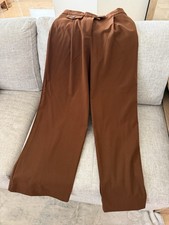 ZARA Brown Pleated Straight Leg Dress Pants Regular Fit Women's Business Casual