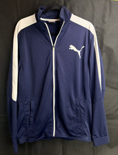 Puma T7 Track Jacket Men's XL Navy Blue Logo Long Sleeve Sportswear Full Zip