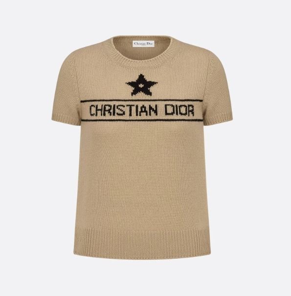$1650 CHRISTIAN DIOR SIGNATURE SHORT-SLEEVE CASHMERE SWEATER