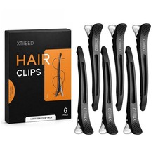 Hair Sectioning Clips, 6 Pack No Crease Duck Bill Clips, Black