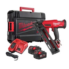 Milwaukee 18V Fuel 15 Ga Angled Second Fix Finish Nailer with 2x 5.0Ah Batteries