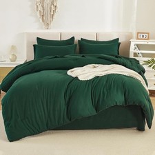 King Size Comforter Set Dark Emerald Green 7 Pieces Bed in a Bag King Bedding