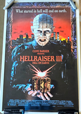 HELLRAISER III HELL ON EARTH ORIGINAL ROLLED 27x41 MOVIE POSTER 1992 THREE 3