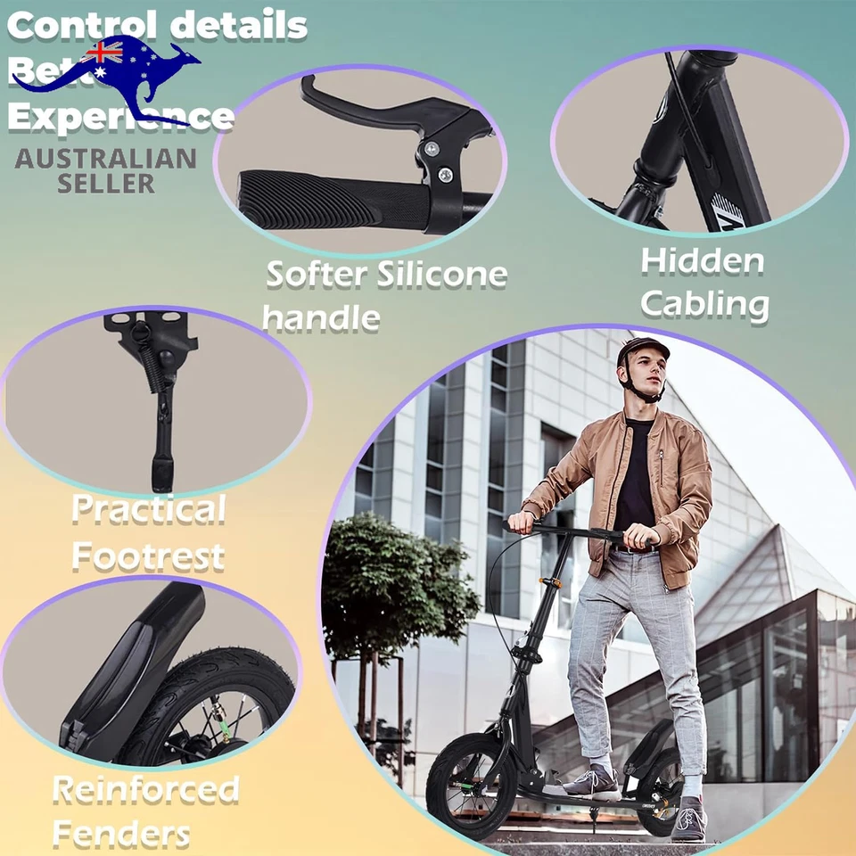 Adult & Kids Kick Scooter, Folding Lightweight Push Scooter with 28Cm Air-Filled - image 4 of 4