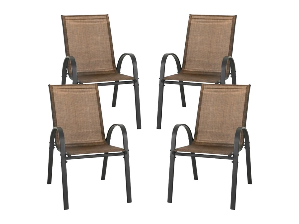 Juego de 4 Sillas de Comedor Nuu Jardín Patio Exterior Apilables Textilene Marco de Hierro Foto 4 de 4