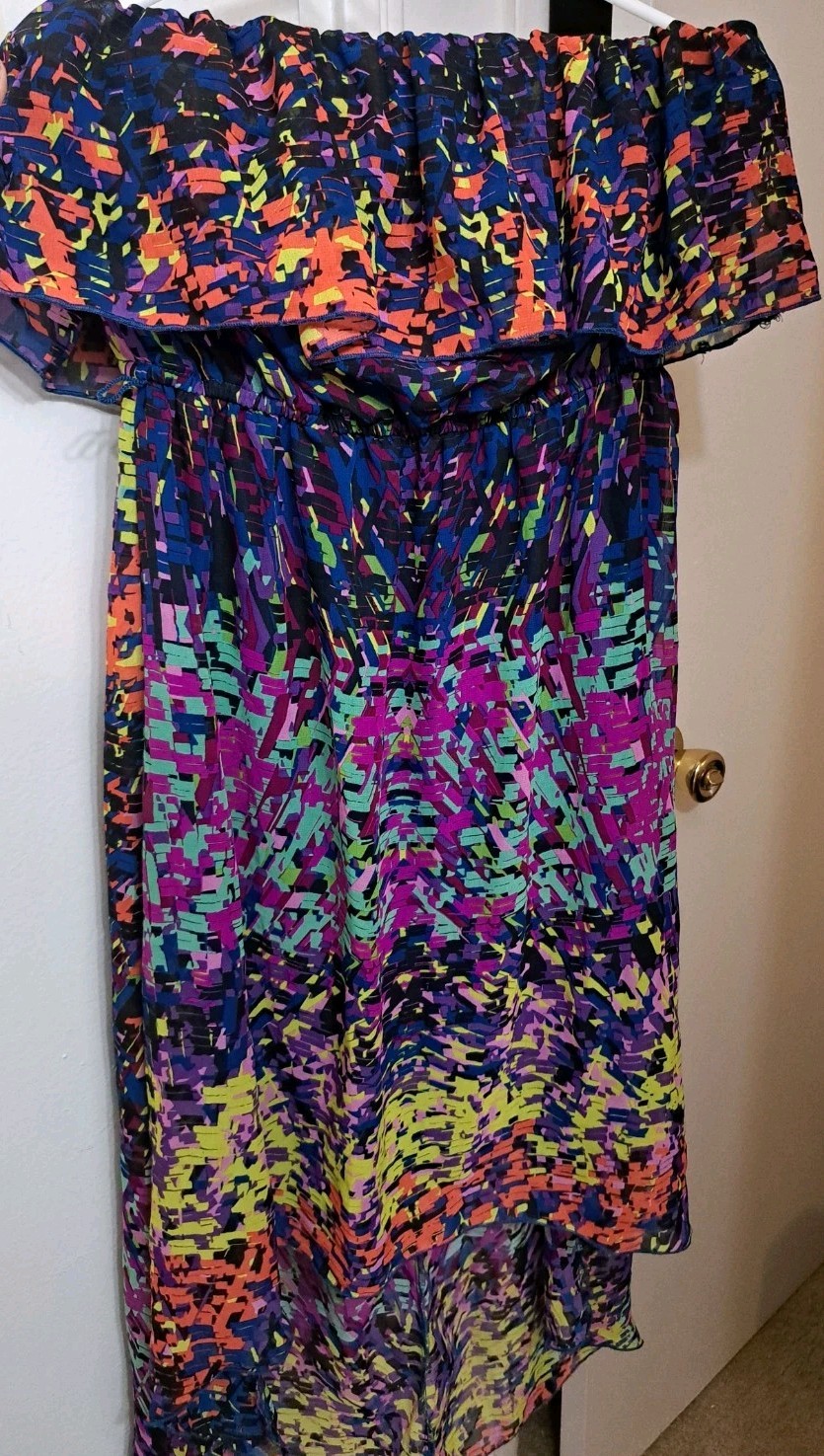 Multicolored NWT self esteem strapless belted hig… - image 1