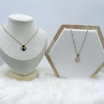 The Clover Floral Necklace Gold Tone Bundle