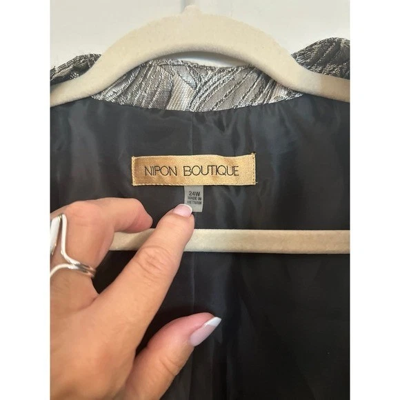 Chaqueta Blazer Nippon Boutique Formal Elegante Para Mujer Talla Grande 24W Dorado Negro Foto 3 de 4